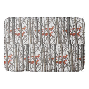 Red Fox Winter Grey Bossen Bath Mat Neutral Tones