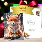 Red Fox Winter Kerstmis Folie Feestdagenkaart