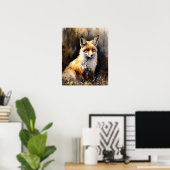 Red Fox Woodland Animal Art Print Poster (Thuiskantoor)