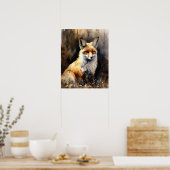 Red Fox Woodland Animal Art Print Poster (Keuken)