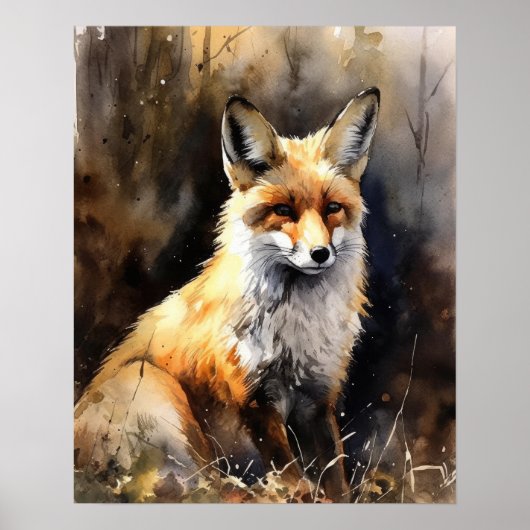 Red Fox Woodland Animal Art Print Poster (Voorkant)