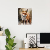 Red Fox Woodland Animal Art Print Poster (Thuiskantoor)