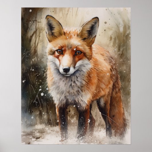 Red Fox Woodland Animal Art Print Poster (Voorkant)