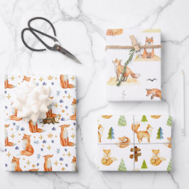 Red Fox Woodland Wildlife Pattern Inpakpapier Vel
