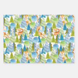 Red Fox Woodland Wildlife Pattern Inpakpapier Vel