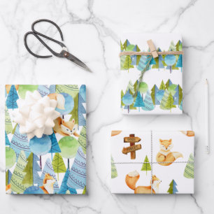 Red Fox Woodland Wildlife Pattern Inpakpapier Vel