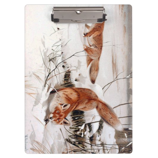 Red Foxes in Snow at Winter (by Wilhelm Kuhnert) Klembord (Voorkant)
