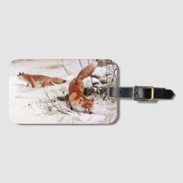 Red Foxes in the Winter Snow (by Wilhelm Kuhnert) Bagagelabel