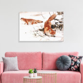 Red Foxes in the Winter Snow (by Wilhelm Kuhnert) Canvas Afdruk (Insitu (Woonkamer))