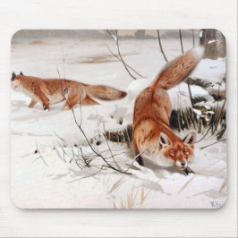 Red Foxes in the Winter Snow (by Wilhelm Kuhnert) Muismat
