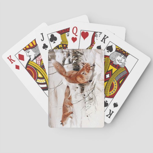 Red Foxes in the Winter Snow (by Wilhelm Kuhnert) Pokerkaarten (Achterkant)