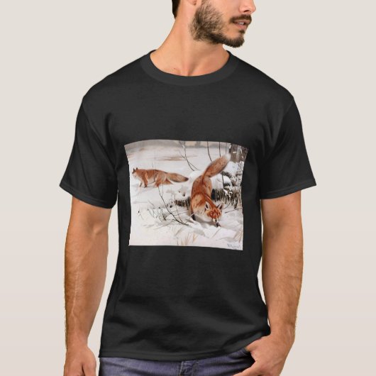 Red Foxes in the Winter Snow (by Wilhelm Kuhnert) T-shirt (Voorkant)