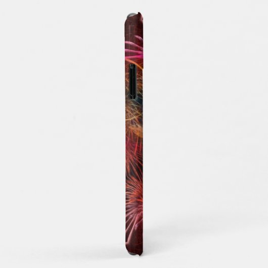 Red Fractal Art Feathers Aangepaste monogram naam Case-Mate iPhone Case (Achterkant/rechts)