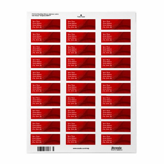 Red Fractal Background Return Address Sticker (Full Sheet)