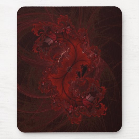 Red Fractal mousepad Muismat (Voorkant)