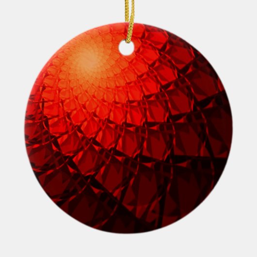 Red Fractal Pattern Keramisch Ornament (Voorkant)
