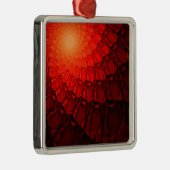 Red Fractal Pattern Metalen Ornament (Rechts)