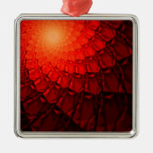 Red Fractal Pattern Metalen Ornament (Voorkant)