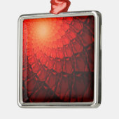 Red Fractal Pattern Metalen Ornament (Links)