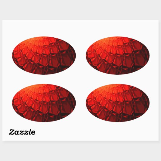 Red Fractal Pattern Ovale Sticker (Vel)