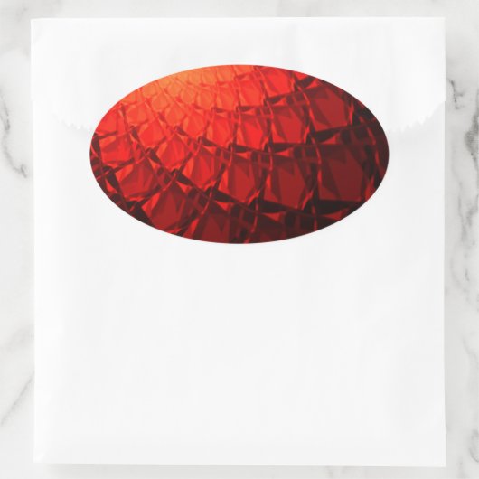 Red Fractal Pattern Ovale Sticker (Tas)