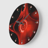 RED FRACTAL ROOS IN ZWART, PINK GEMSTONES GROTE KLOK (Hoek)