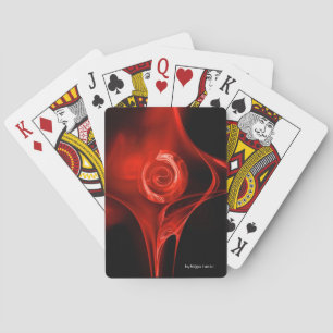 RED FRACTAL ROOS IN ZWART POKERKAARTEN