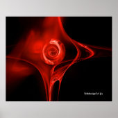 RED FRACTAL ROOS IN ZWART POSTER (Voorkant)