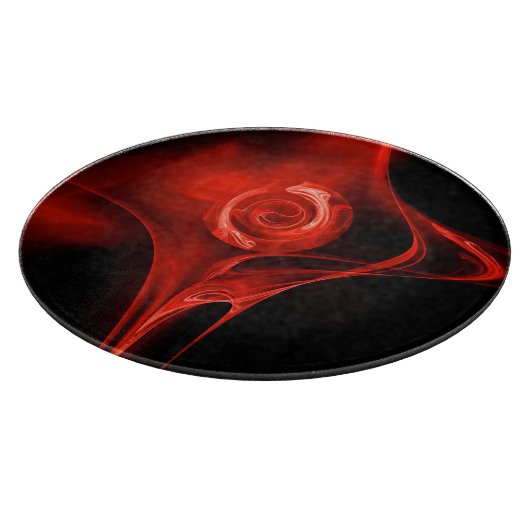 RED FRACTAL ROOS IN ZWART SNIJPLANK (Hoek)