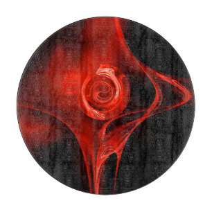 RED FRACTAL ROOS IN ZWART SNIJPLANK