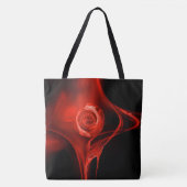 RED FRACTAL ROOS IN ZWARTE Grote Canvas tas (Voorkant)