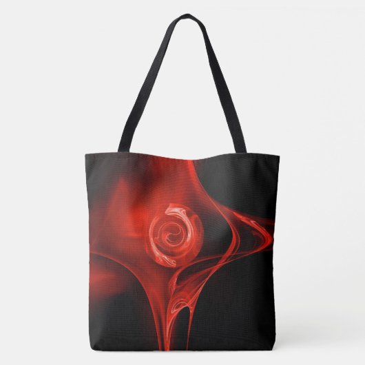 RED FRACTAL ROOS IN ZWARTE Grote Canvas tas (Achterkant)