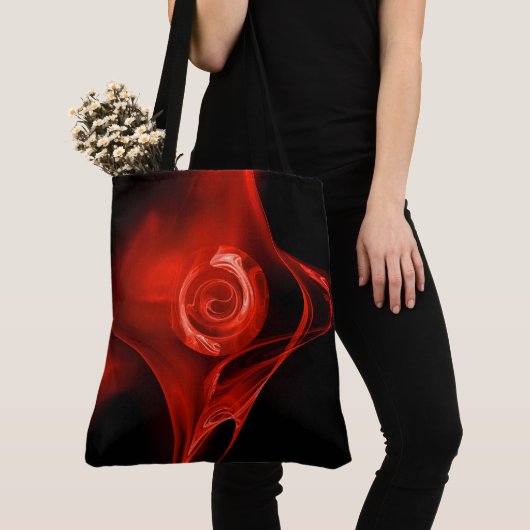 RED FRACTAL ROOS IN ZWARTE Grote Canvas tas (Dichtbij)