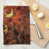 Red Fractal Year of the Dragon Asian Towel Theedoek (Quarter Fold)