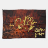 Red Fractal Year of the Dragon Asian Towel Theedoek (Horizontaal)
