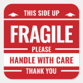 Red Fragile Label Shipping Warning Sticker (Voorkant)
