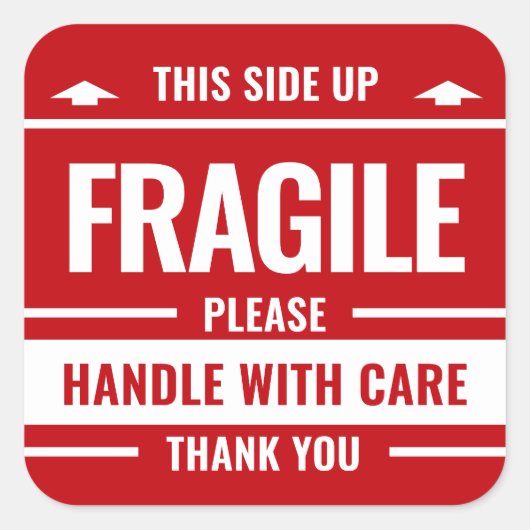 Red Fragile Label Shipping Warning Sticker (Voorkant)