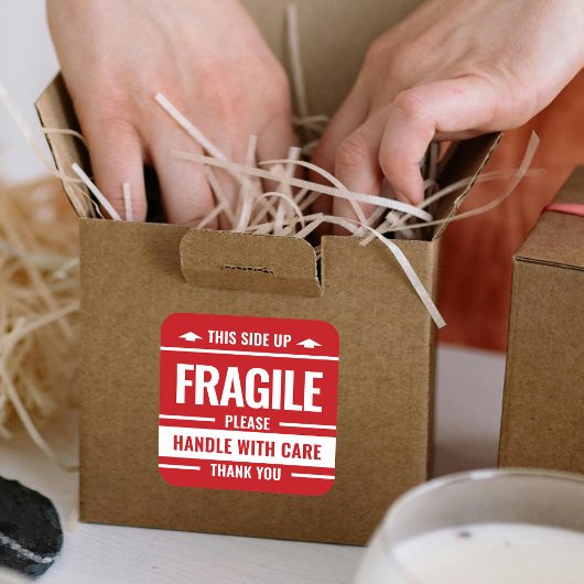 Red Fragile Label Verzending Waarschuwing Kleine S