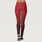 Red Fragmented Abstract Black Ombre Pattern Leggings (Achterkant)