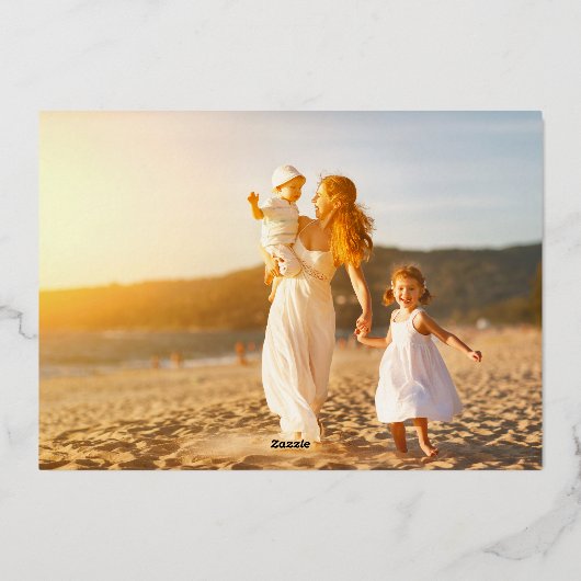 Red Frame & Gold Merry Christmas Photo Folie Feestdagenkaart (Achterkant)