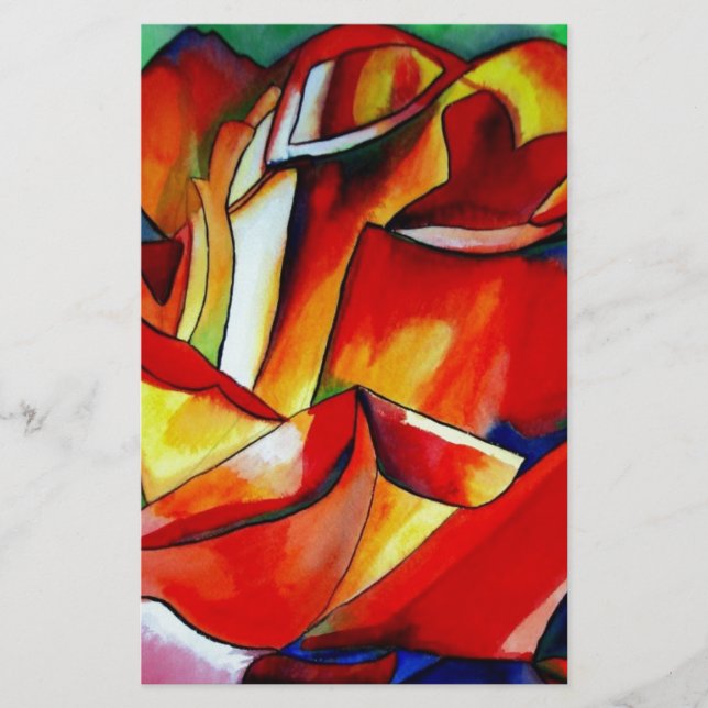 Red France Libre roos waterverf art. (Voorkant)