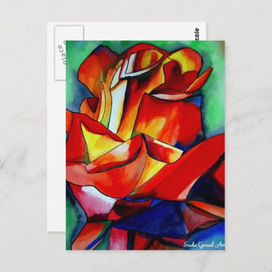 Red France Libre roos waterverf art. Briefkaart (Voorkant / Achterkant)