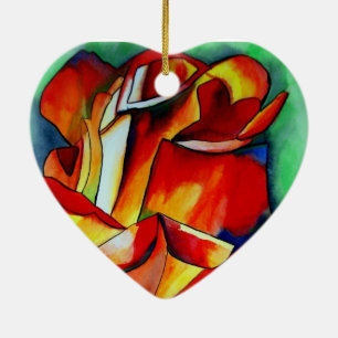 Red France Libre roos waterverf art. Keramisch Ornament