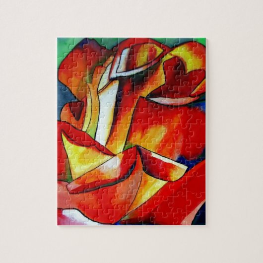 Red France Libre roos waterverf art. Legpuzzel (Verticaal)