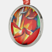 Red France Libre roos waterverf art. Metalen Ornament (Links)