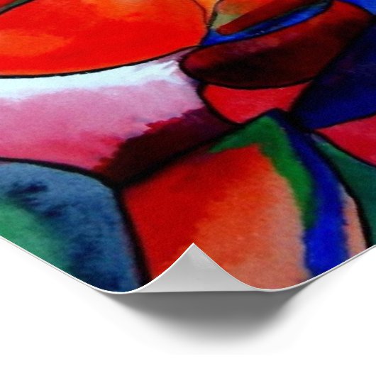 Red France Libre roos waterverf art. Poster (Hoek)