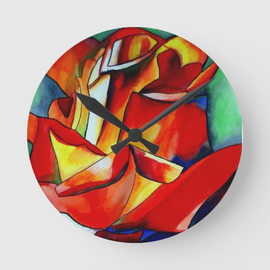 Red France Libre roos waterverf art. Ronde Klok (Voorkant)