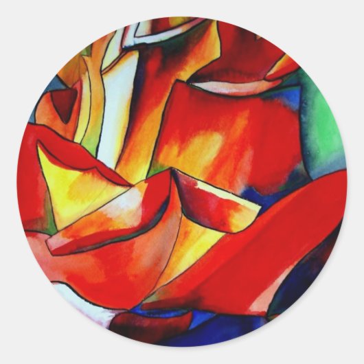 Red France Libre roos waterverf art. Ronde Sticker (Voorkant)