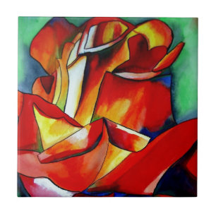 Red France Libre roos waterverf art. Tegeltje