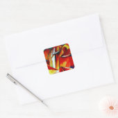 Red France Libre roos waterverf art. Vierkante Sticker (Envelop)